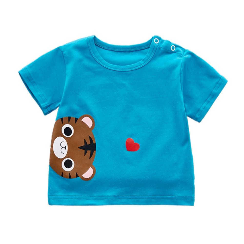 Estate Del Bambino Della Ragazza Manica Corta T-Camicette Per I Bambini Dell'orso Del Fumetto Stampato Magliette E Camicette Magliette Camicette Casual Camicette: L / XL 90