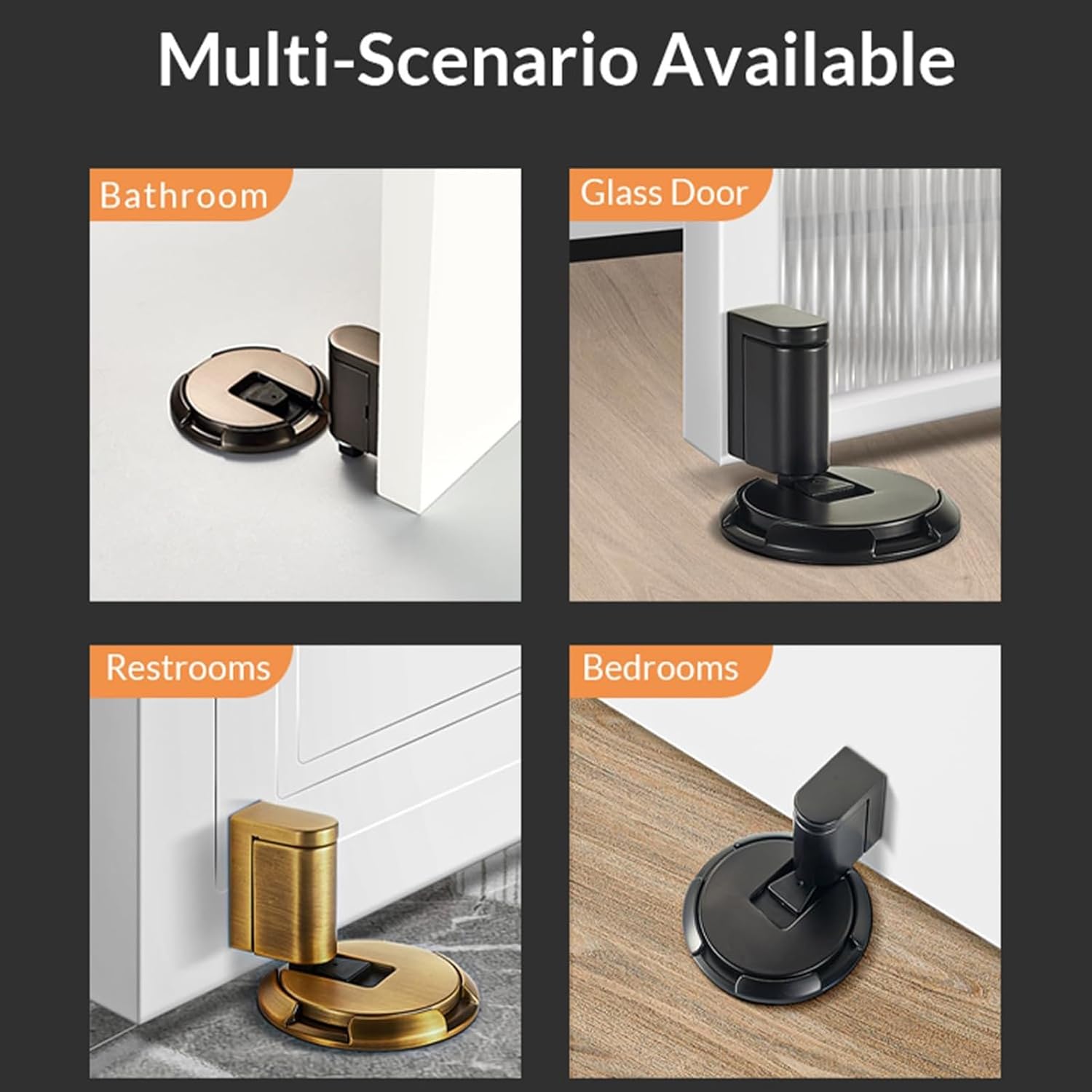 Heavy Duty Magnetic Door Stopper Zinc Alloy Mechanical Doorstop Adjustable Door Holder Non-punch Sticker Furniture Door Hardware