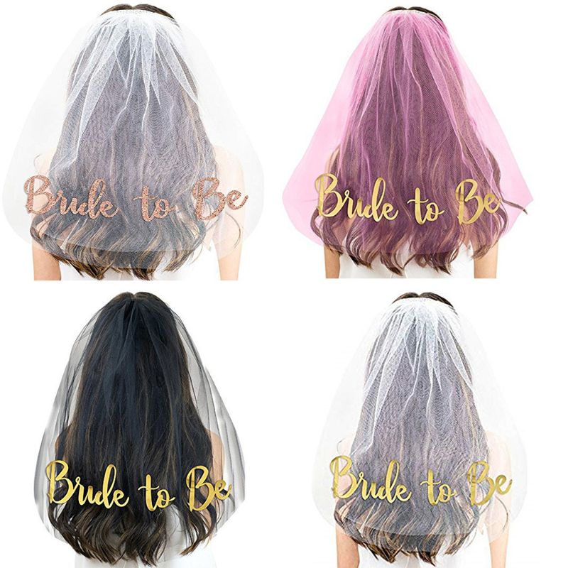 Bachelorette Party funkeln Gold Druck Braut Zu Werden Schleier Braut Dusche Liefert Engagement Hochzeit Dekoration Henne Nacht Zubehör