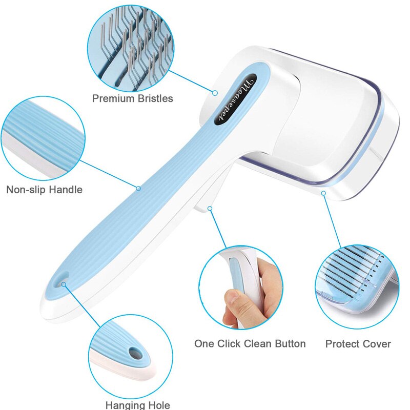 Brosse anti-poils pour chiens et chats, peigne auto-nettoyant, élimination des poils des animaux de compagnie, accessoire de toilettage