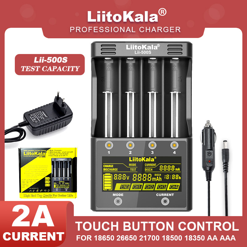 Liitokala Lii-M4S Lii-500 Lii-PD4 Lii-500S LCD 3.7V 18650 18350 18500 21700 20700 14500 26650 AA NiMH Lithium-Battery Charger: Sliver