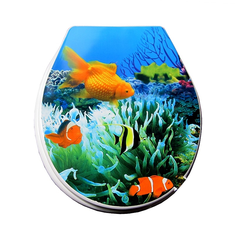 toilet lid cover PP goldfish toilet seat cover set colorful marble effect toilet seat