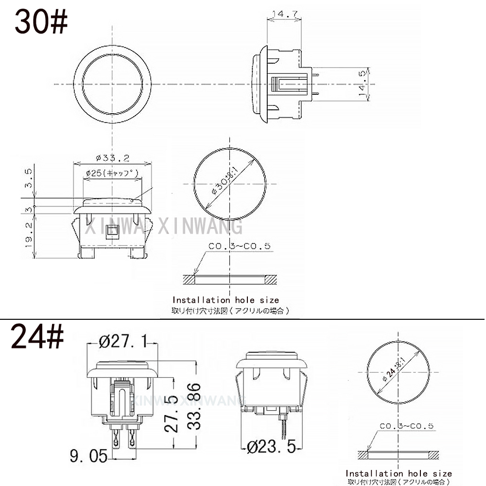 10 pçs 24mm 30mm botão interruptor de partida do jogo para copiar caixa sanwa máquina jogo arcade joystick console zero atraso placa diy