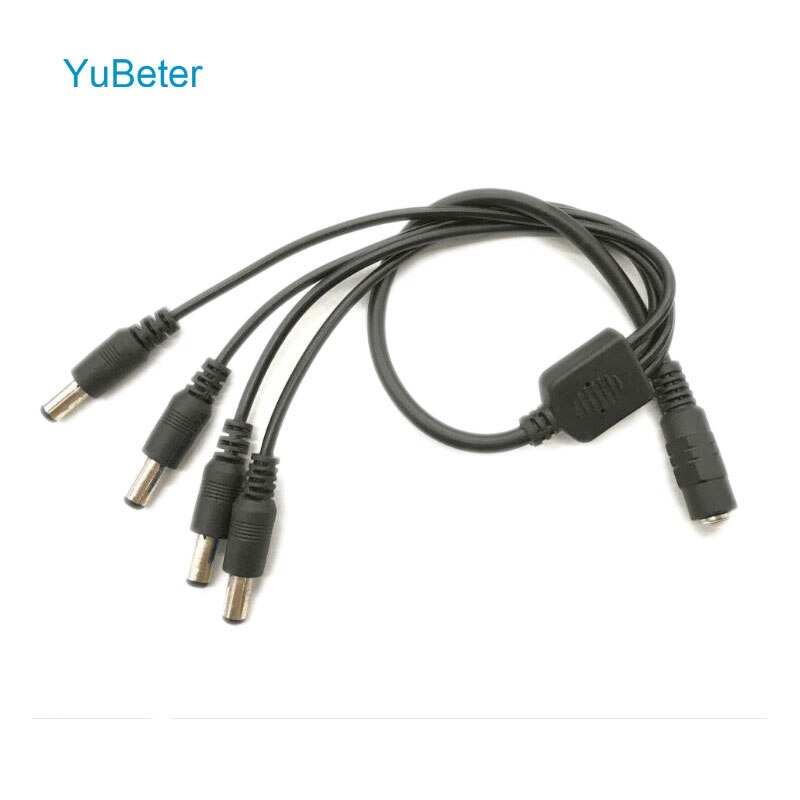 Yubeter cctv-beveiligingscamera 1 to 4- weg splitter dc-voedingskabelaansluiting vrouwelijk naar mannelijk adapterkabeldraad voor ledstrip