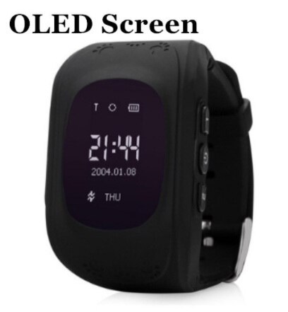 Tracker for Child Kid smart Watch SOS Safe Call Location Finder Locator Trackers smartwatch for Kids Children Anti Lost Monitor: Black OLED GPS