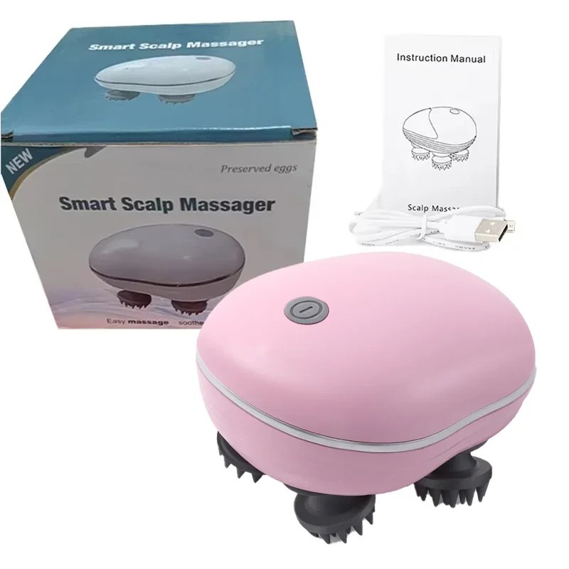 Electric Scalp Head Massager Red Light Therapy Antistress Relax Body Massage Remove Muscle Tension Tiredness Massageador Tool: Gold