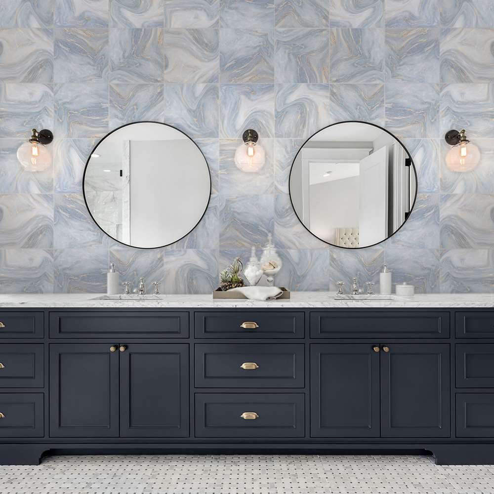 20pcs Imitation Marble Tile Sticker Bath Pearl White Non-slip Waterproof Wall Sticker Home Decor Wall Stickers Stick Tiles Panel