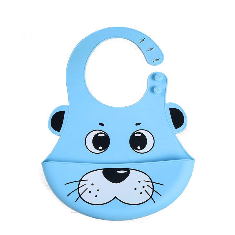 Cartoon Baby Silicone Bibs Waterproof Toddler Kids Adjustable Food Bib Baby Feeding Stuff Burp Cloth Boy Girl Bibs Apron Baberos: Blue