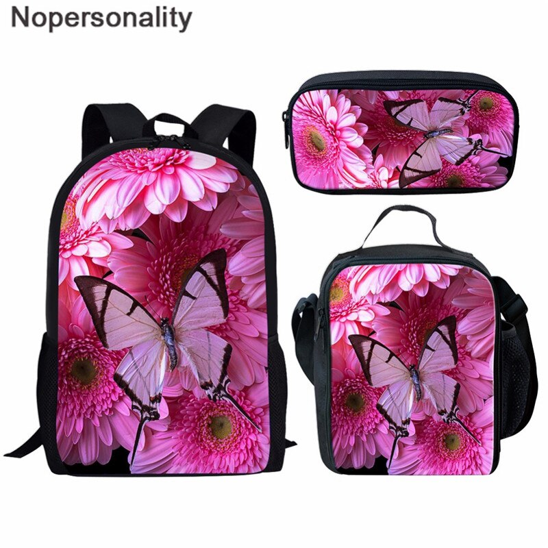 Nopersonality Beautiful Backpack for Women Girls School Bag Sets Colorful Butterfly Prints Teenage Bag Pack Kids Rugzak Mochilas