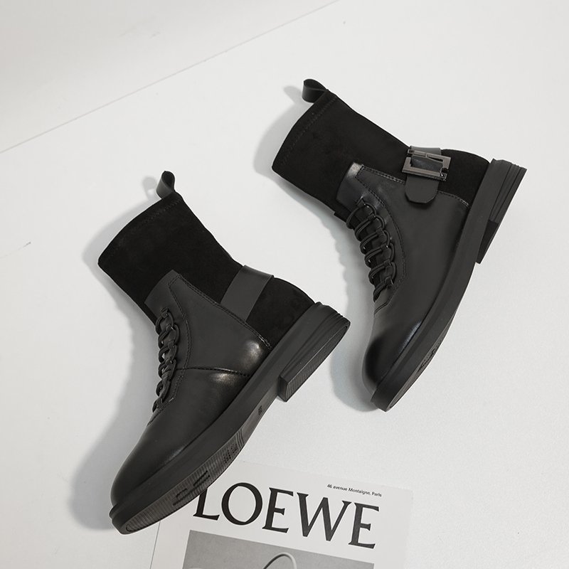 Ankle Boots Female Botas Zapatos Mujer Round Toe Black Boots Feminina Platform Shoes Chelsea Boots Ladies Shoes