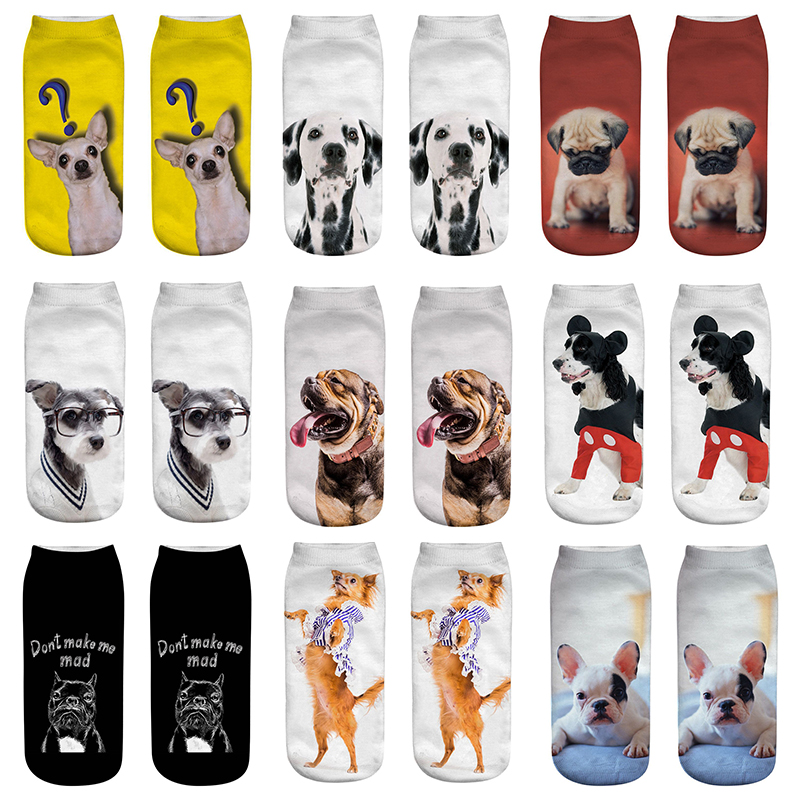 Socks Women 9 Pairs Set Retro Elephant Print Socks Female And Interesting Animal 3D Printed Breathable Cotton Socks: AS13-1