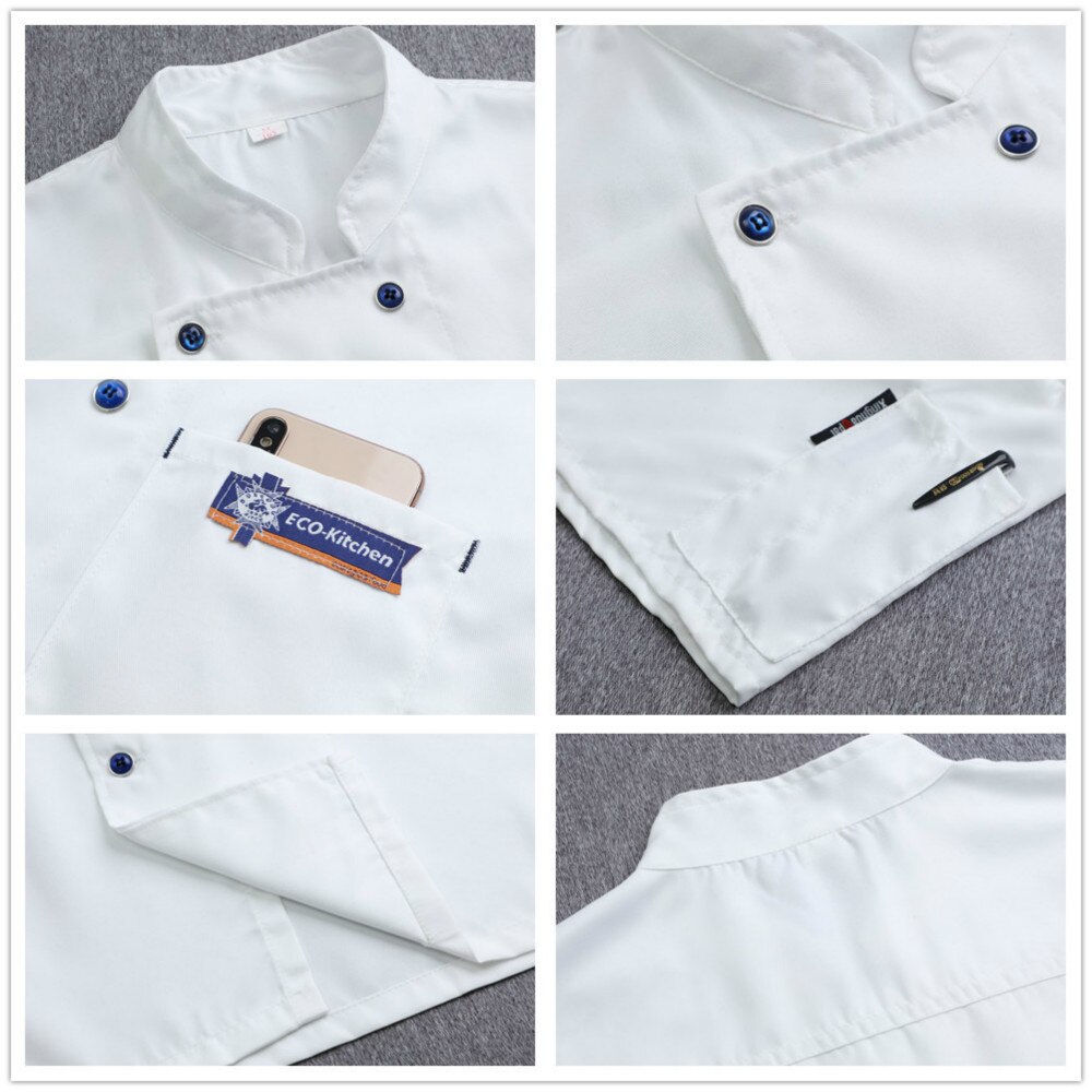 Chaqueta de Chef con pañuelo de cocinero gratis, uniforme de camarero, ropa de trabajo de manga corta, Catering, camisa de cocinero, cocina, café, monos de Hotel