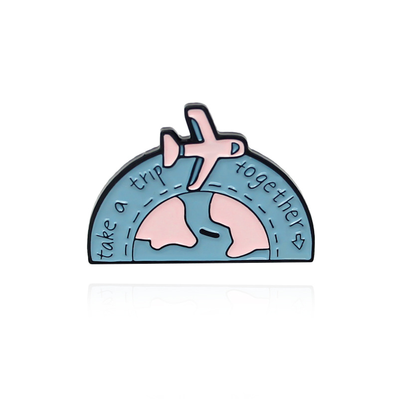 Spille per aereo aereo Spille da bavero smaltate Giacca Demin Spille da viaggio Borsa Cappello Distintivi Gioielli Regalo per coppia: Zinco blu placcato