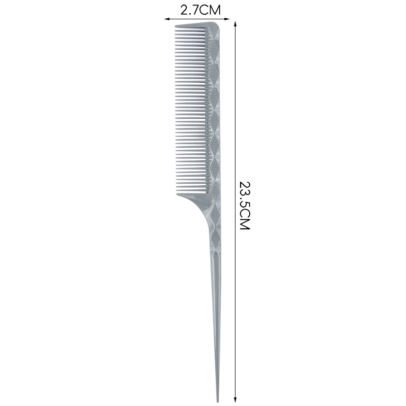 Peine de cola puntiaguda para peluquería, peines de estilismo para mujer, cepillo de pelo para corte de pelo, cepillo de dientes denso para peluquero: Plata