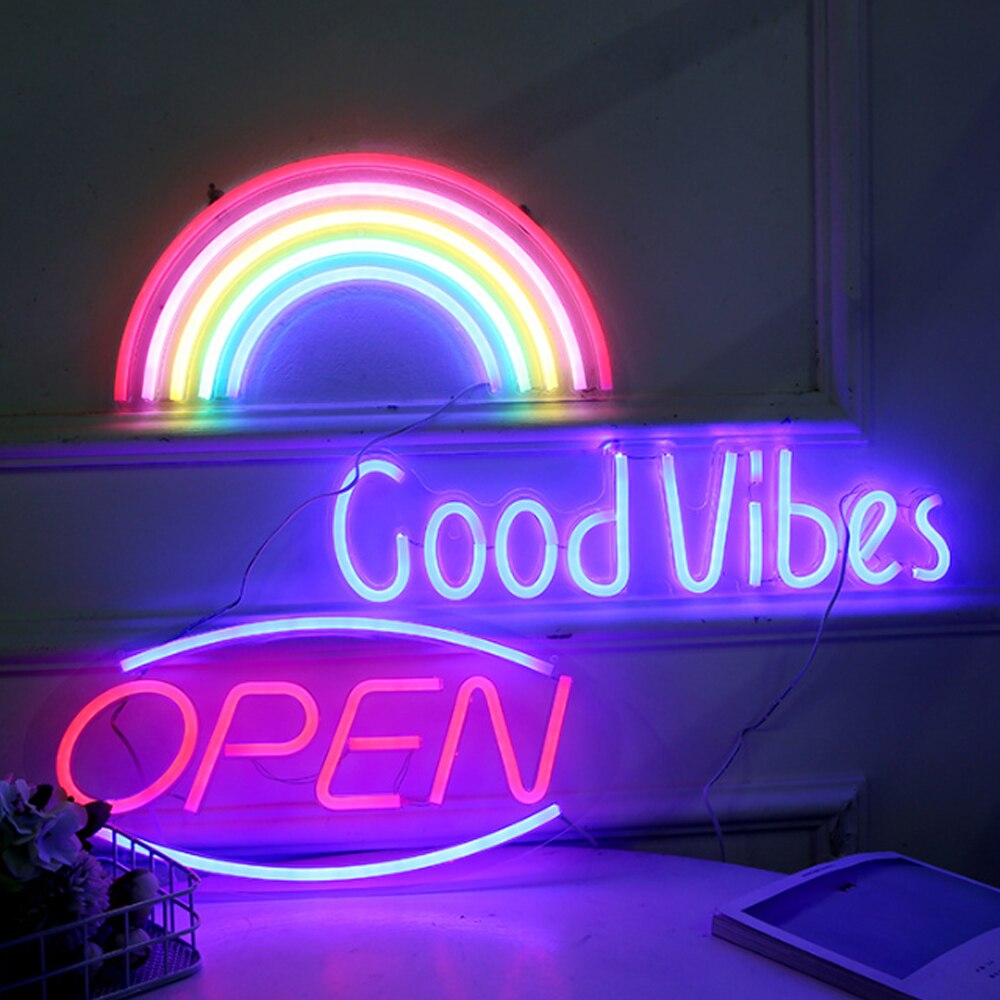 ledet neonlys fest vegghengende skilt usb drevet banan hei gode vibber ledet neonlys til spillrom soverom veggdekorasjon