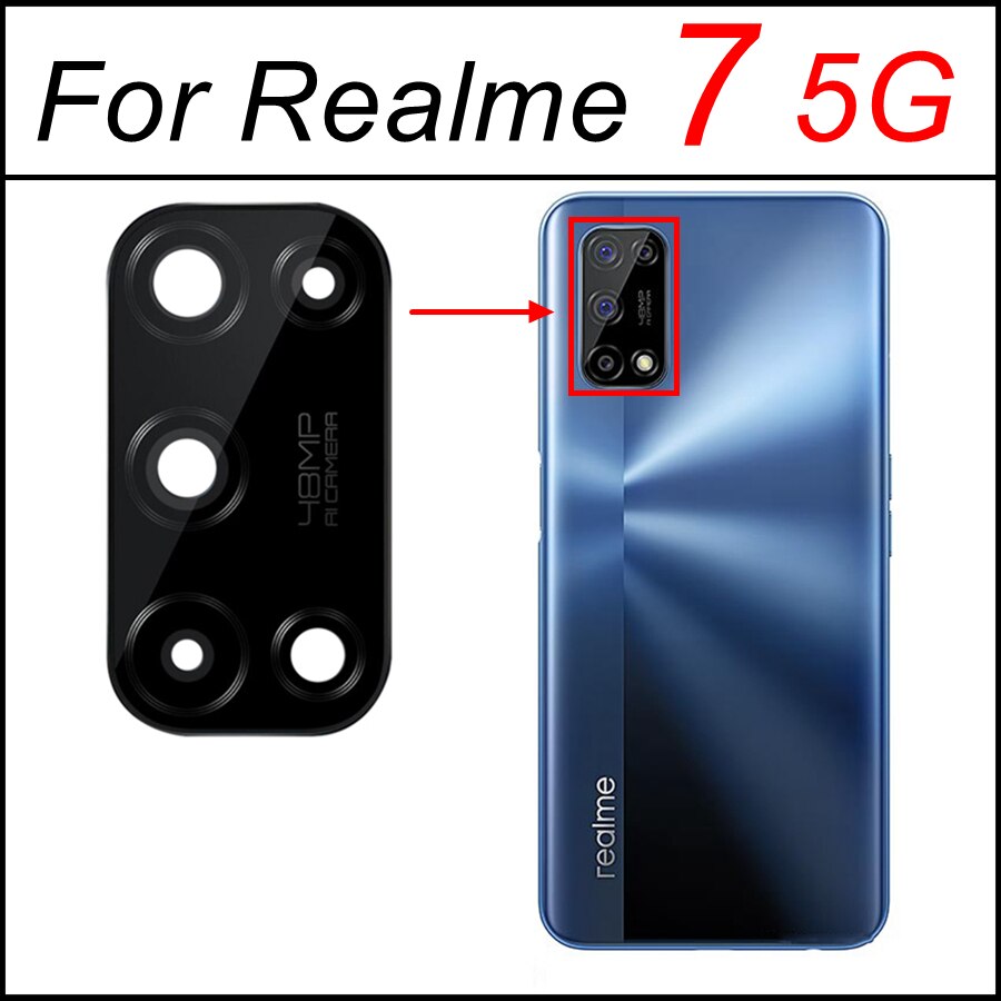 Tylna kamera szklana osłona obiektywu dla Realme 3 5 6 7 Pro globalnego 5i 5S 6i 7i Realme 8 5G główna kamera szkło wymiana + klej
