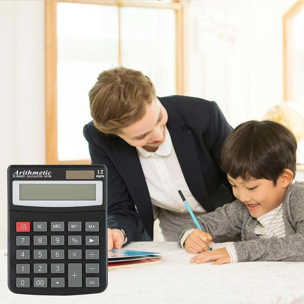 Solar Calculator 12 Digit Large Screen Calculator Financial Clear Accounting Supply Office Inventory Home Stationery Dual P C5E6