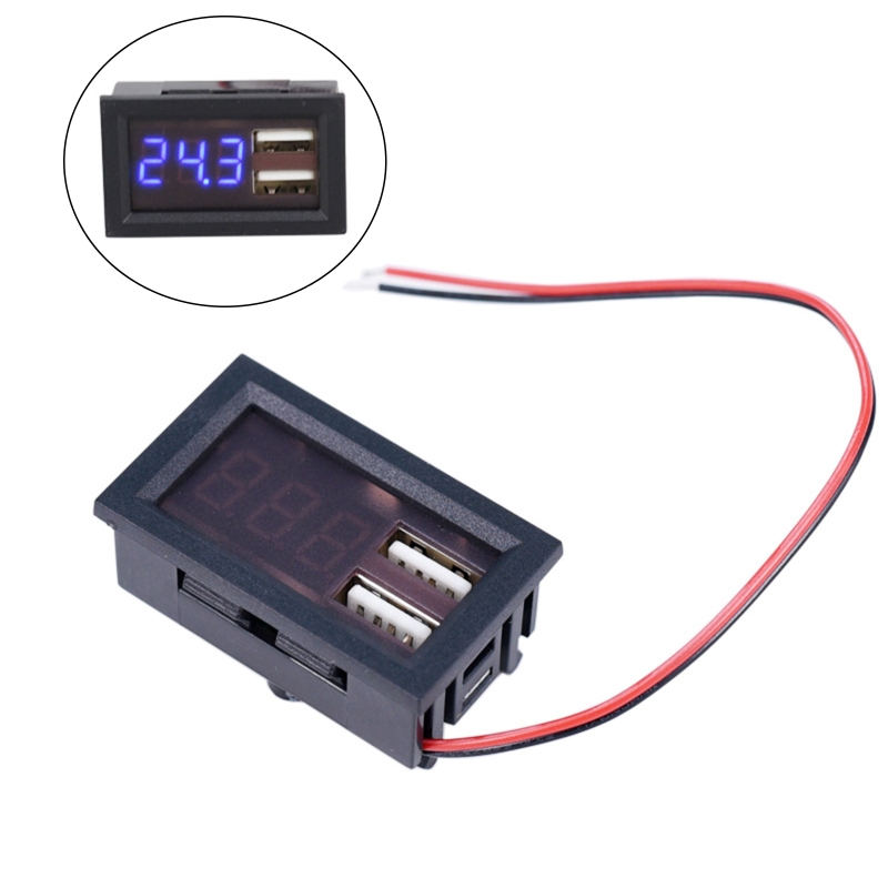 Voltmeter Tester Digital Voltage Battery Panel LED for DC 12V Truck 5V 2A Output: Blue