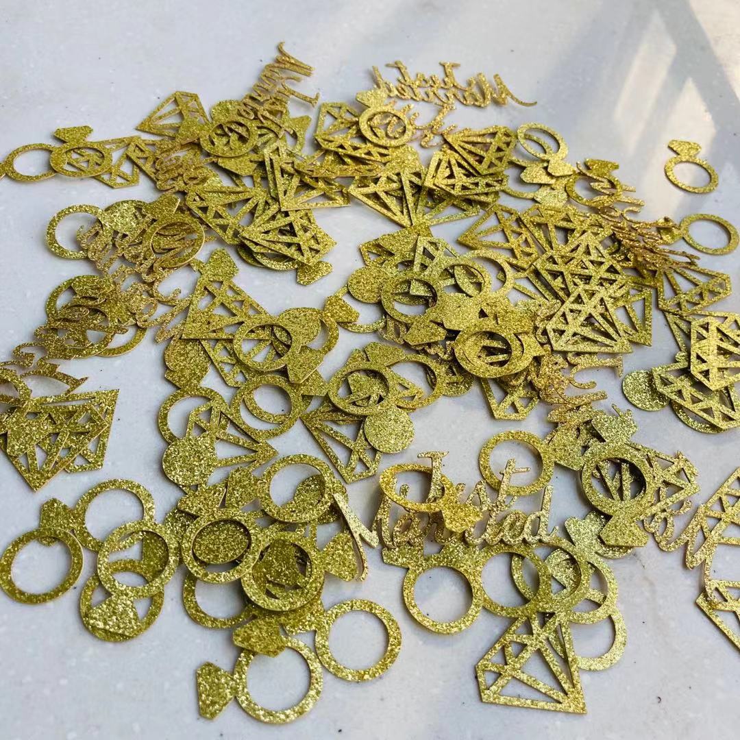 Gold Diamond Ring Paper Confetti Toss Wedding Table Confetti Glitter for Bridal Shower Engagement Party Table Scatter Decoration