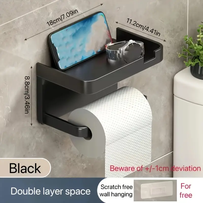 Easy-Install Toilet Paper Holder - Wall-Mounted, No-Punch, Roll Organizer - Bathroom Storage Accessory: Yellow