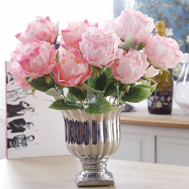 Kunstmatige Boeket Peony Rose Zijde Bruid Boeket Decor Bruiloft Slaapkamer Thuis Bloem Muur Materialen Valentijnsdag