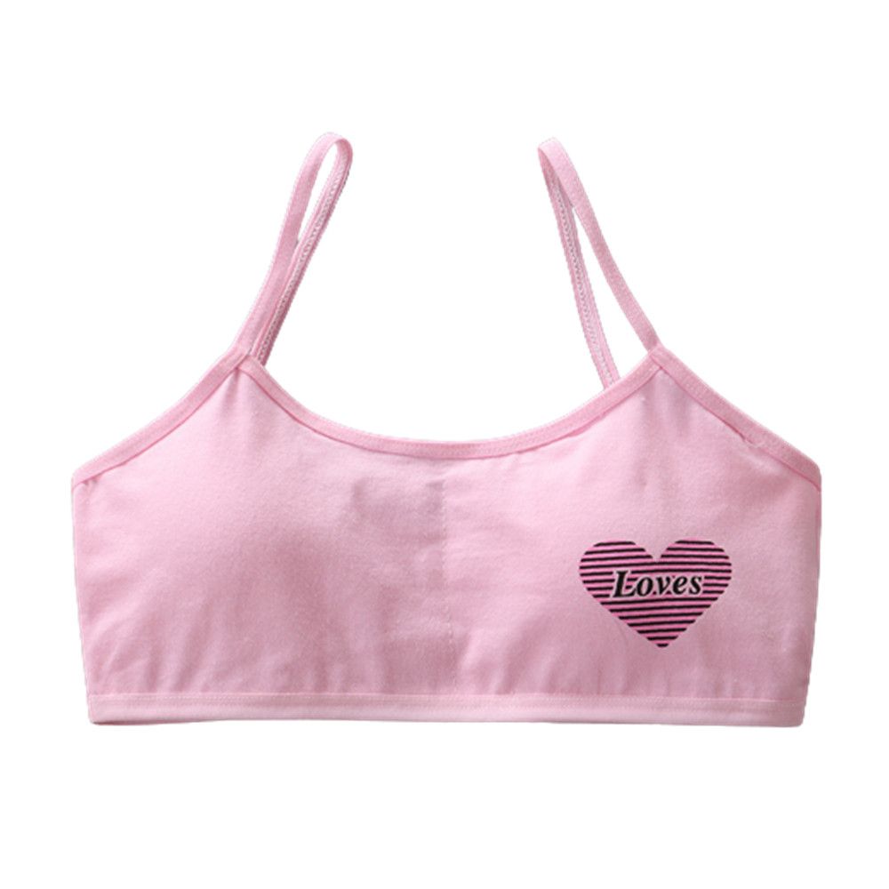 10-15 Years Old Kids Underwear Bra Girl Cotton Clothes Cute Camisole Children Vest Heart Baby Bra Kids Tank Top: pink