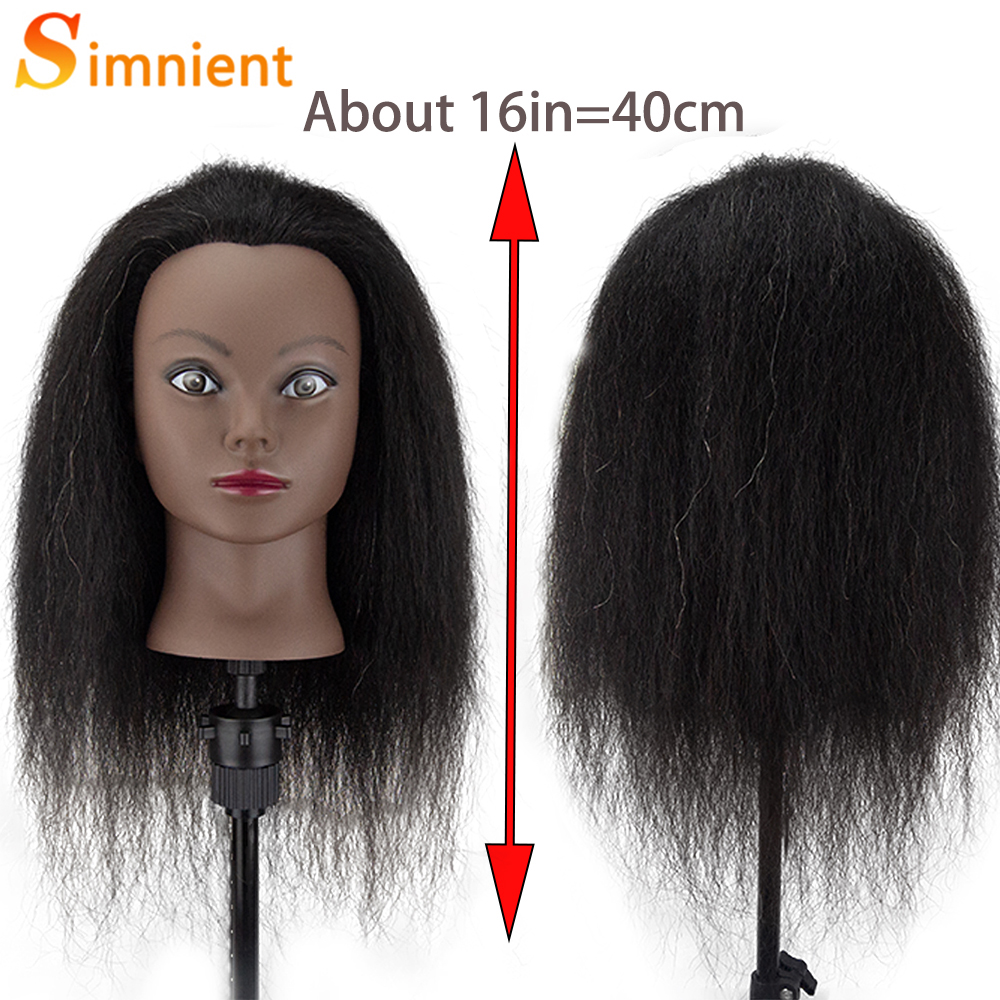 Cabezas de Maniquí Afro para trenzar muñecas de pelo Maniquí, modelo de peluquería de entrenamiento humano Real, Kit de peluquería Natural para mujeres, pelucas