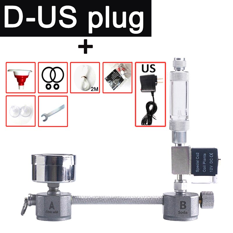 Aquarium CO2 Regulator Systeem Kit Co2 Diffuser Generator Met Klep Bubble Verstuiver Solenoid Aquarium Kooldioxide Voor Planten: D-US plug