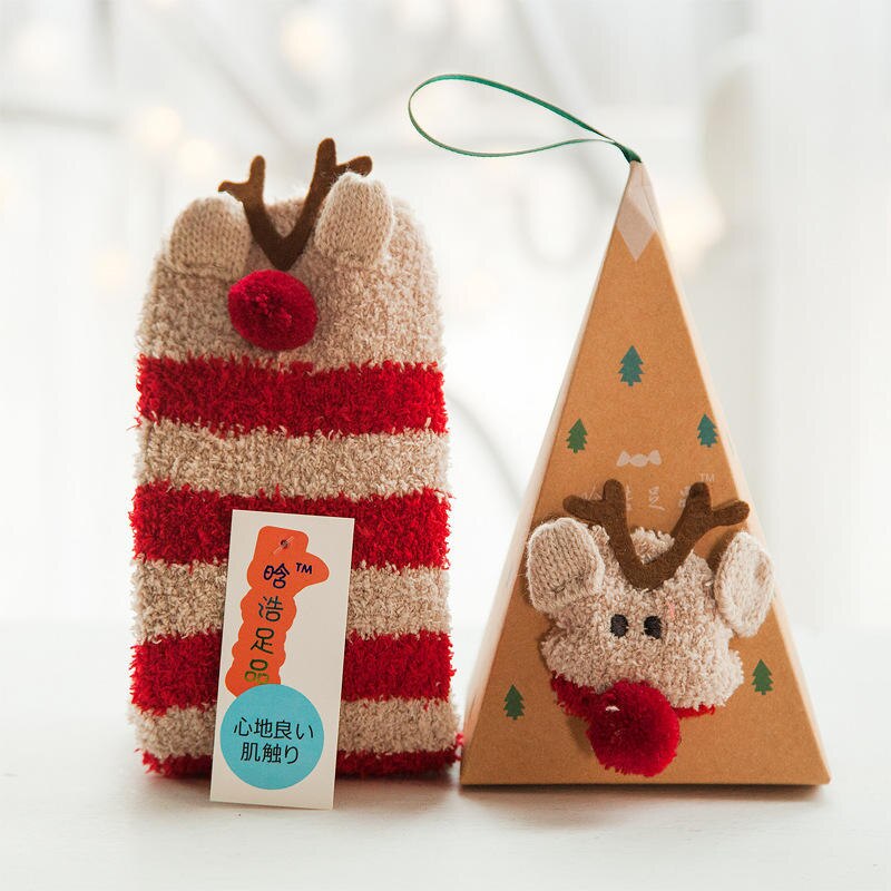 Cartoon Coral Fleece Babysokjes Peuters Anti-slip Warm Houden Sokken Herfst Winter Leuke Dier Sokken Kids kerstcadeaus