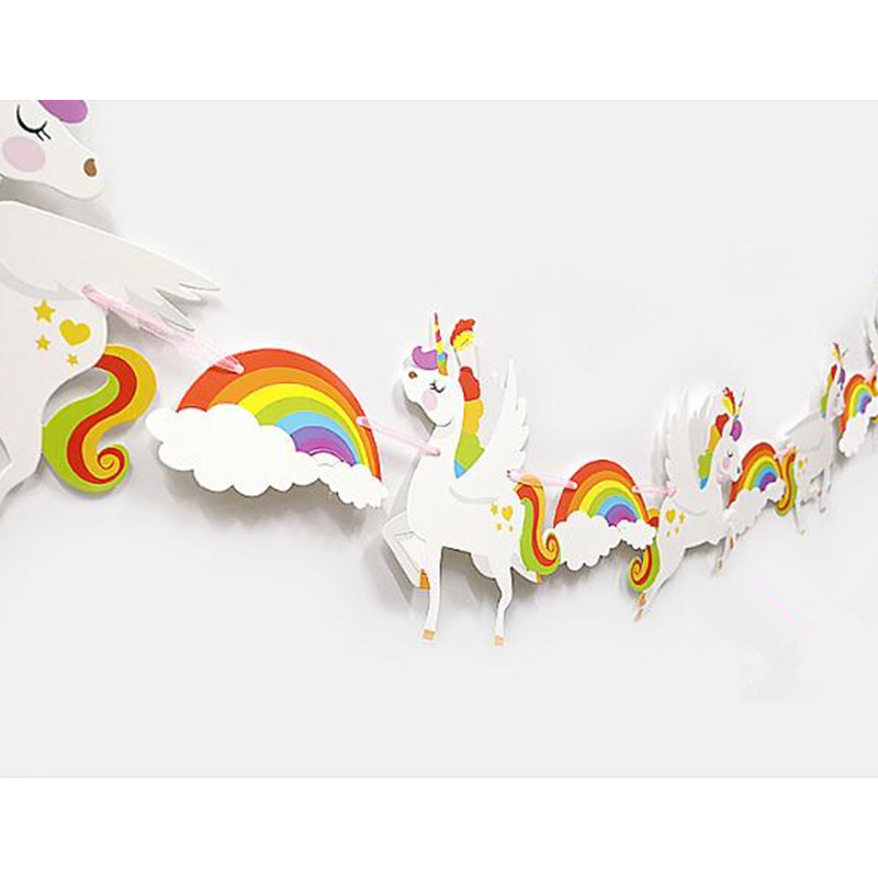 Eenhoorn Gelukkige Verjaardag Banner Baby Shower Kids Eenhoorn Feestartikelen Regenboog Unicorns Guirlande Vlaggen Party Decor.