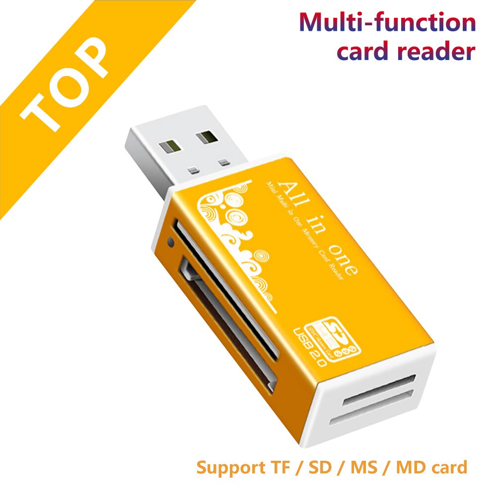 Multi All in 1 Micro USB 2.0 Memory Card Reader Adapter for Micro SD SDHC TF M2 MMC MS PRO DUO Card Reader: Gold