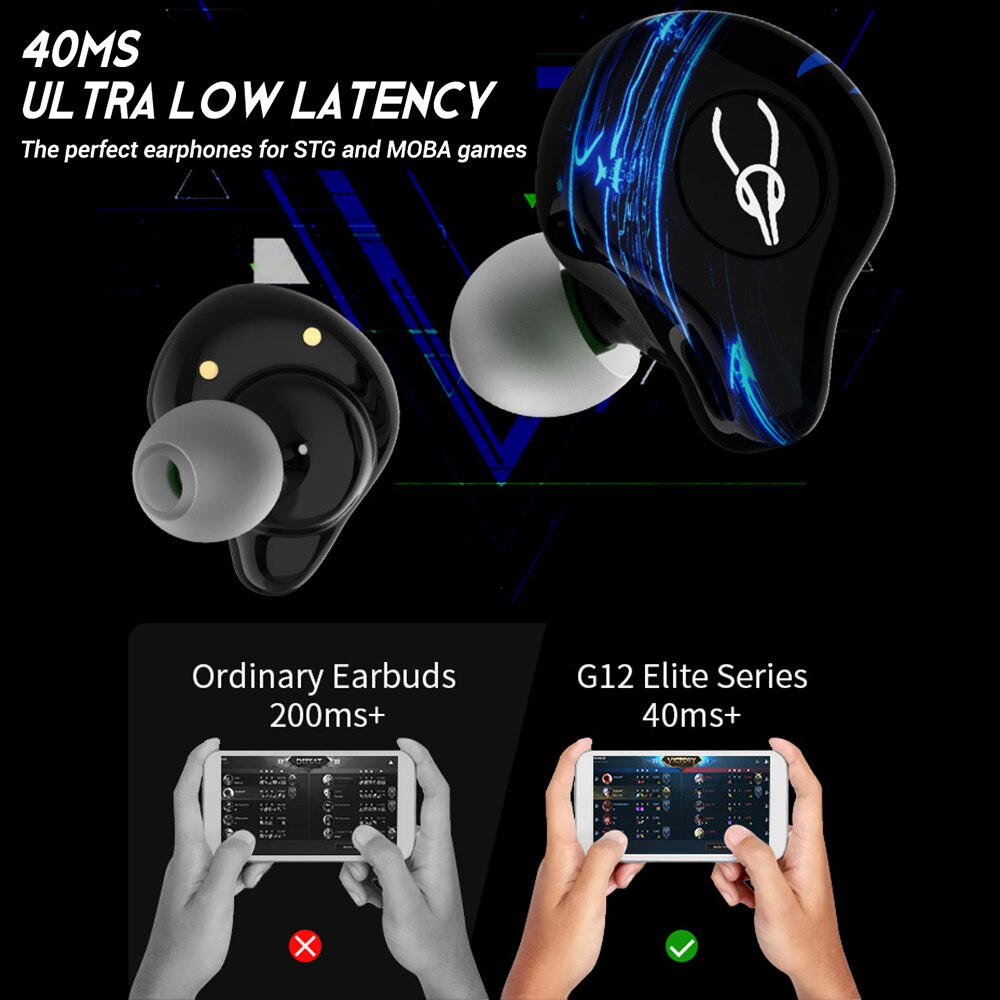 Sabbat-auriculares inalámbricos G12 Elite con micrófono, dispositivo de audio TWS, con Bluetooth, Subwoofer, baja latencia, para videojuegos y música