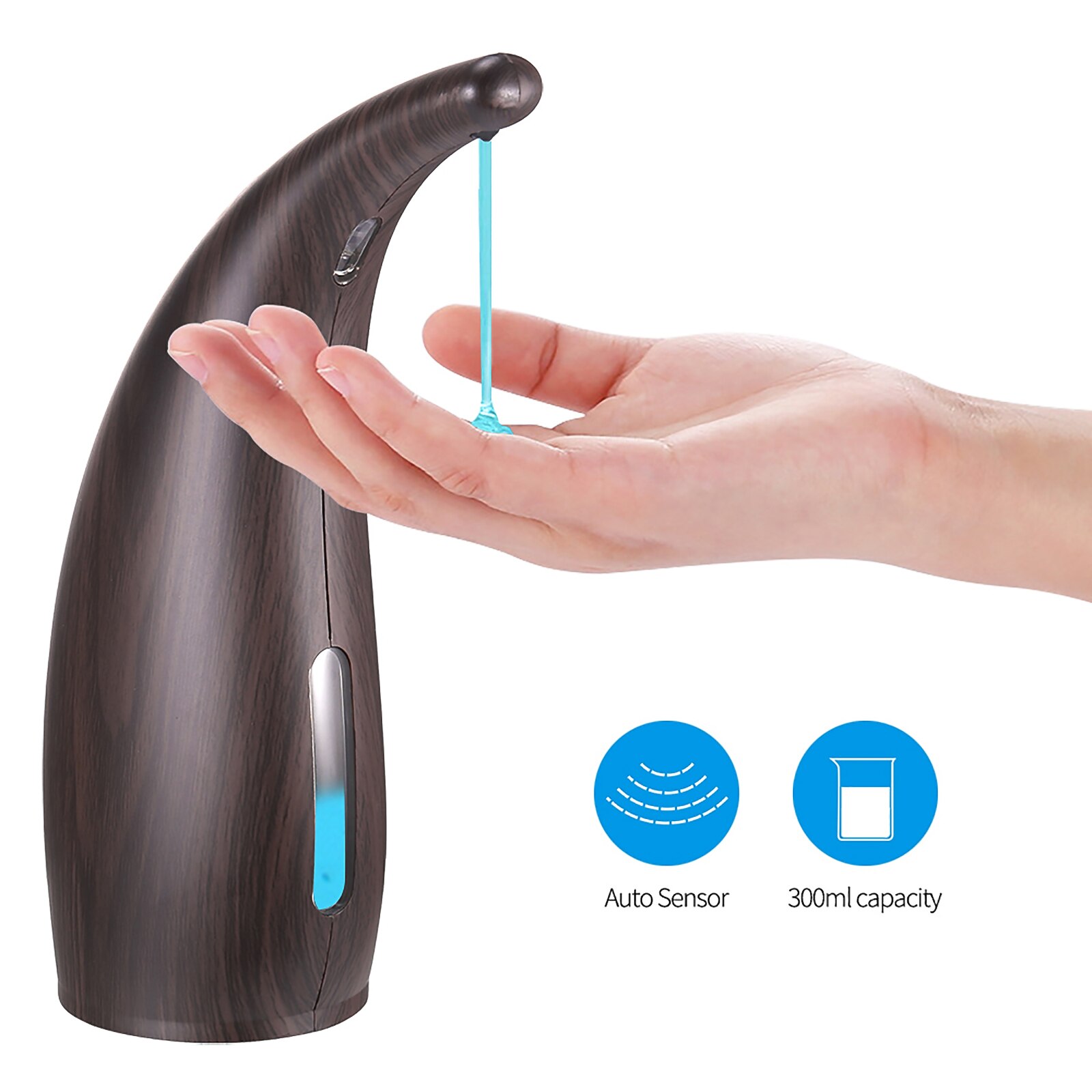 Automatic Soap Dispenser Electric Touchless Infrared Sensor Soap Dispenser Kitchen Dish Liquid Auto Hand Soap Dispenser: black wood color