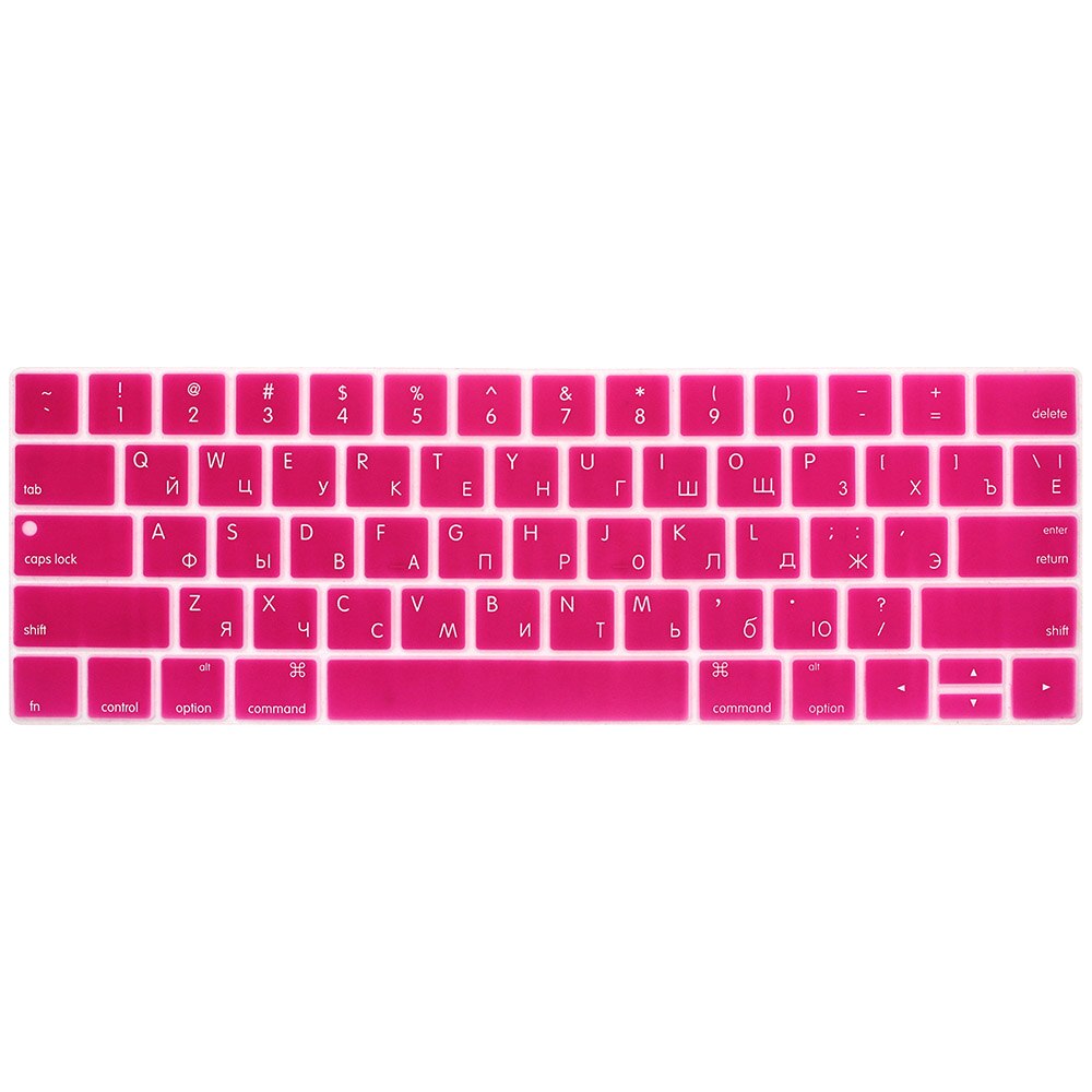 Cubierta de teclado ruso para Mac Book, 13, 15 pulgadas, con barra táctil, A1706, A1707, A1989, 1990, cubierta para teclado de portátil, película de teclado a Color: Rose red