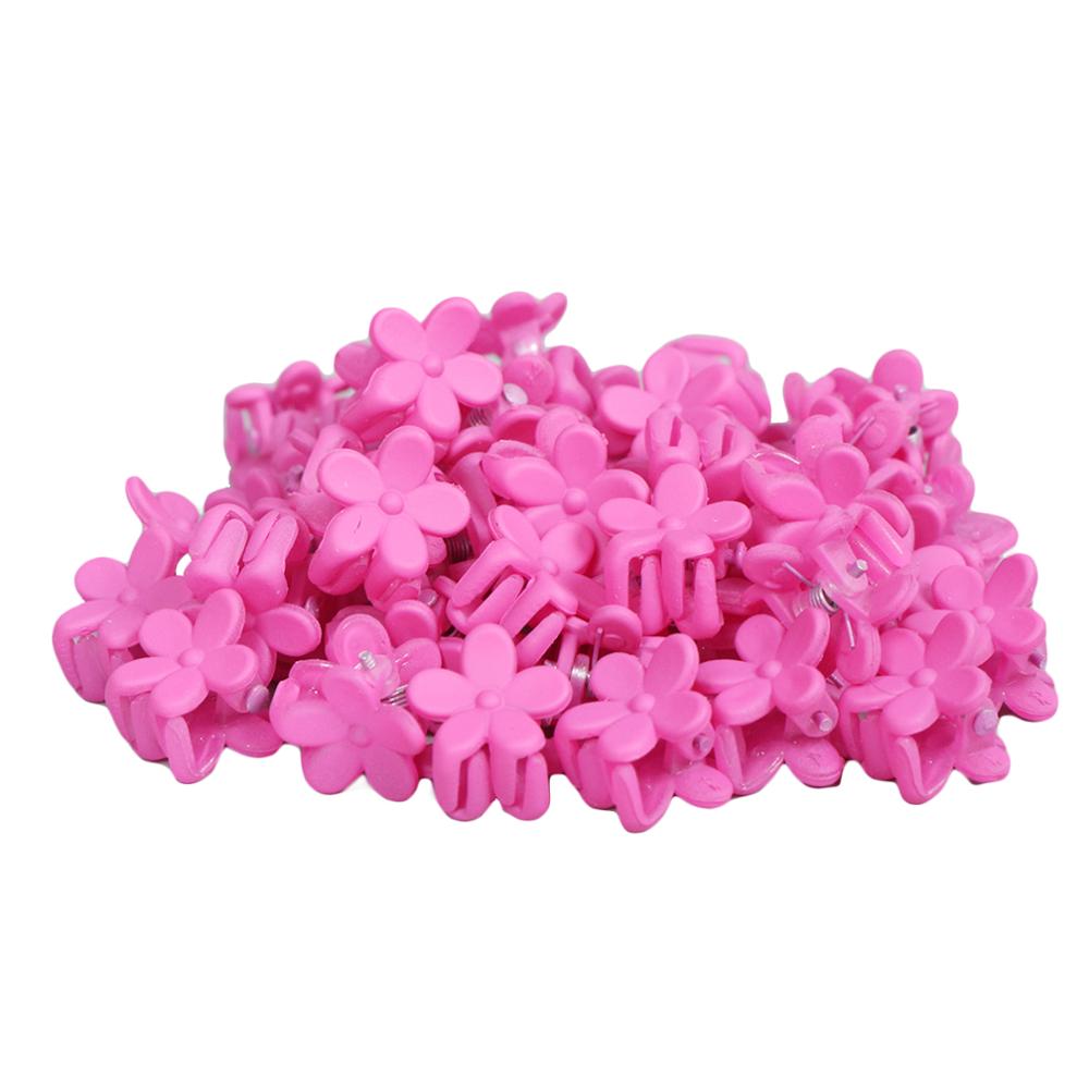 10 Pcs/Set Baby Girls Mini Hair Jaw Clip Cute Candy Pink Mixed Color Flower Hair Claw Children Hairpin Hair Accessories