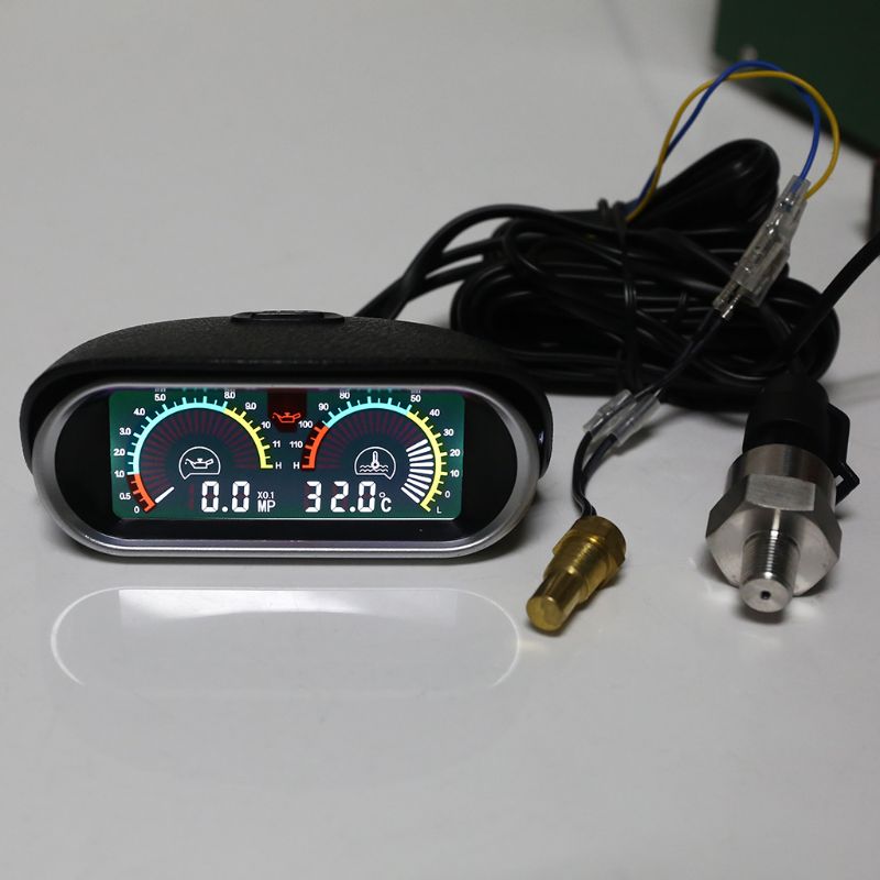 2 funciones 12v/24v medidor de presión y aceite de coche Universal para camión + medidor de temperatura del agua medidor de 10mm M10 1/8 NPT Sensor