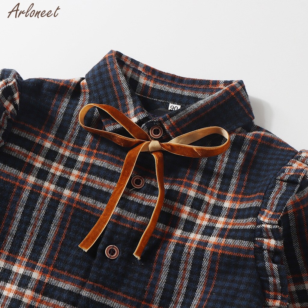 Bambino del bambino Dei Bambini Del Bambino Magliette E Camicette Delle Ragazze di Bowknot Plaid Elastico Polsino Della Camicia Magliette E Camicette Outfits Vestiti Del Bambino Magliette E Camicette Abbigliamento Per Bambini 2020 di Modo di Nuovo