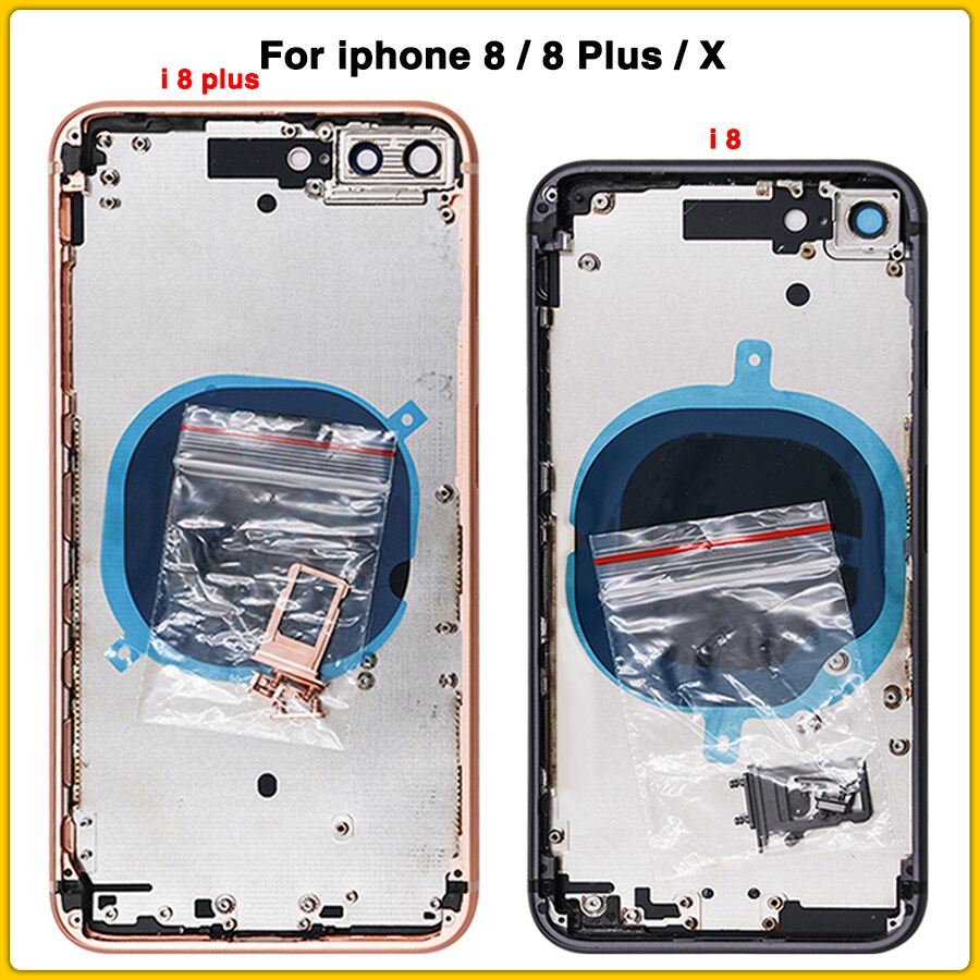 Per iphone 8 8G 8 Più di 8 P Copertura Posteriore Della Batteria del Portello Della Copertura Posteriore + Telaio centrale + sim vassoio tasto laterale di ricambio Per iphone X Custodia