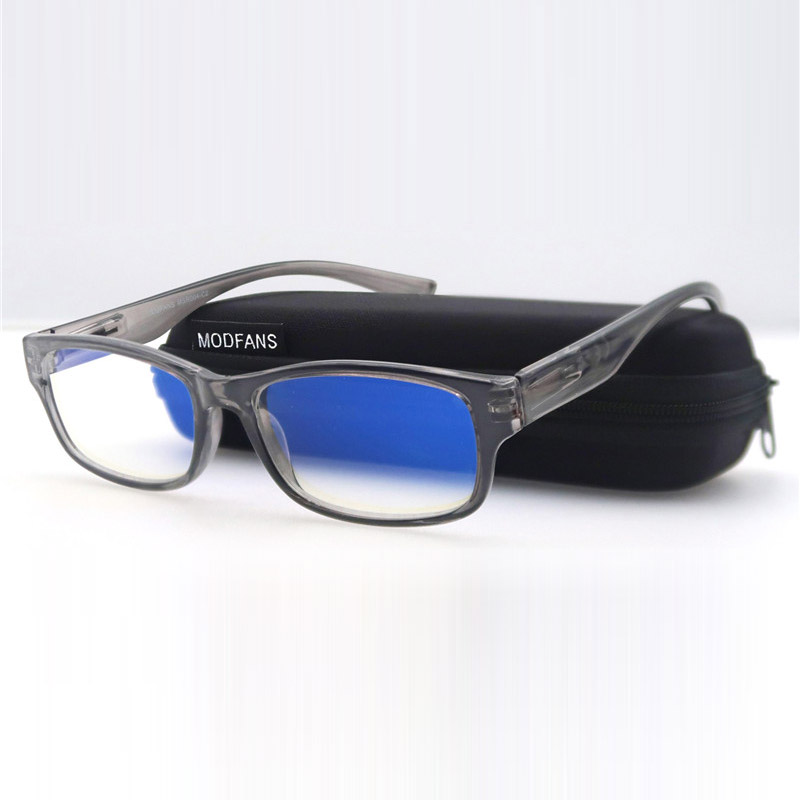 Gafas de ordenador para hombre y mujer, anteojos para trabajar con bloqueo de luz azul, filtros de lentes que reducen la tensión ocular Digital, transparentes, mejoran la comodidad: Gray with case