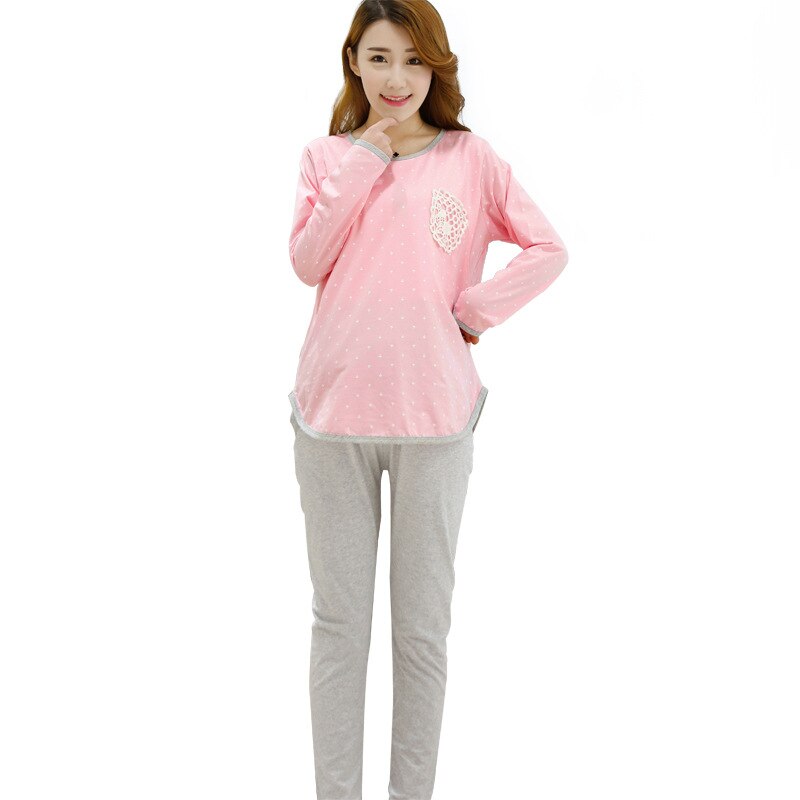 Pijamas de maternidad postparto fuera de manga larga lactancia ropa Otoño Invierno lactancia ropa