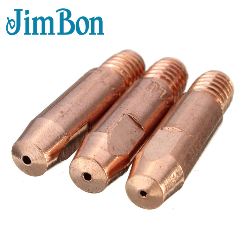 JimBon 10 Pcs MB 24KD M6 MIG/MAG Welding Torch Contact Tip Gas Nozzle Holder 0.8/1.0/1.2mm M6*27mm
