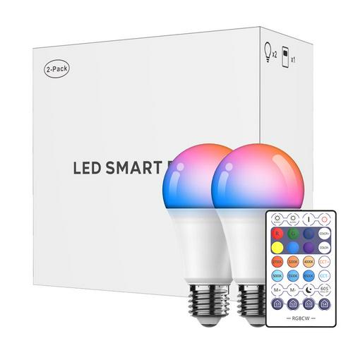 Smart Bulb 9W WiFi LED Light Lamp Corlorful Changing Magic RGB + White Dimmable Timer Function Work with Magic home Pro: 2pc