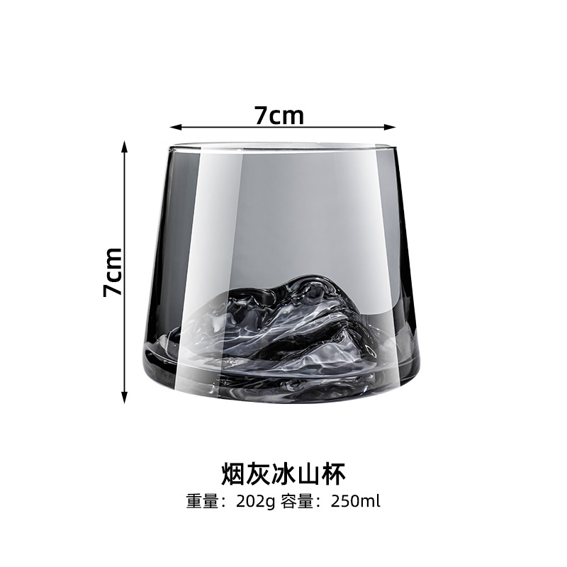 Copo de Vidro Iceberg Transparente para Uísque e Vinho, Copos Japoneses, Bebidas para Café, Bebidas, Refrigerante, Água, Suco, Bar Acessórios, 250ml: Vermelho