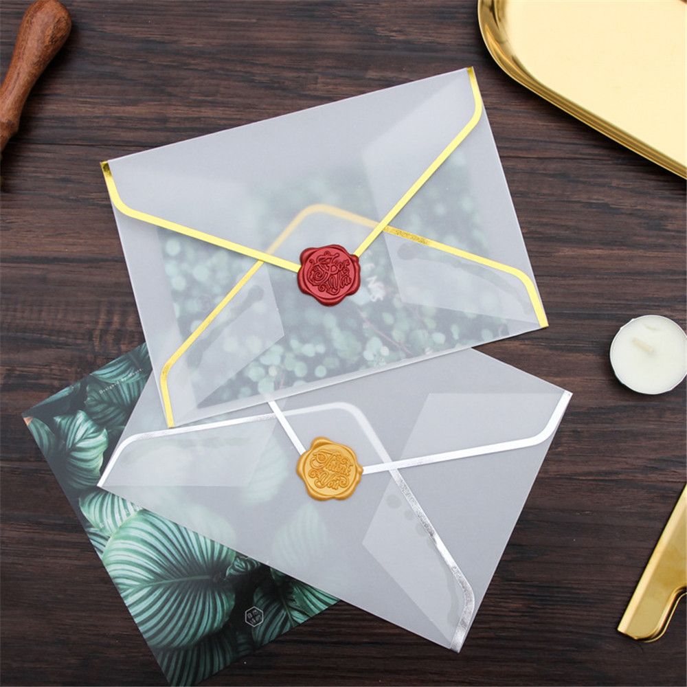 2 uds Semi-transparente de papel de ácido sulfúrico sobres dorado Tarjeta de invitación del banquete de boda Vintage cubierta para de embalaje de tarjeta postal