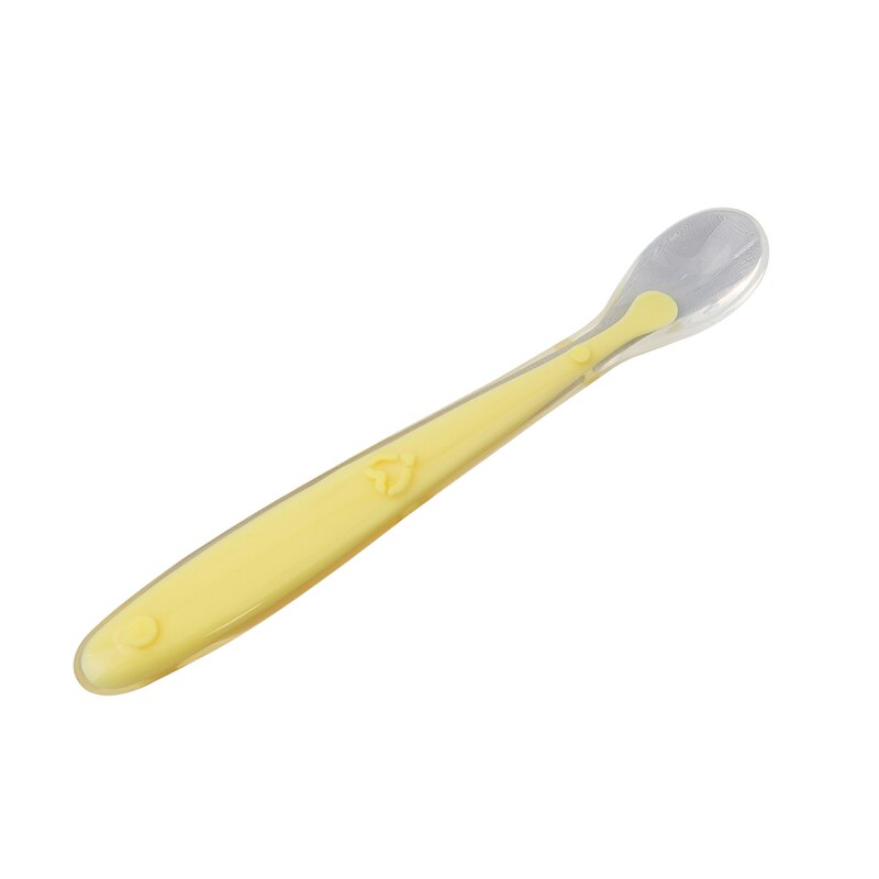 Baby Spoon Tableware Fork Set Utensil Safety Dinnerware Infant Solid Feeding Flatware For Baby Feeding Spoons: yellow