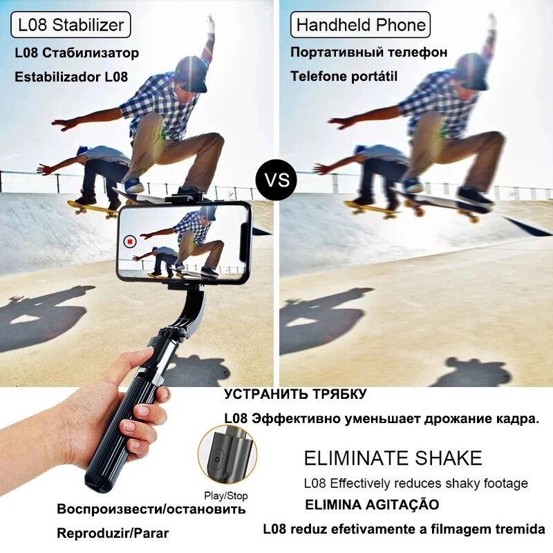 Gimbal Stabilizer For iPhone Android Cell Mobile Phone Cellphone Smartphone Action Camera Handle Grip Selfie Stick Video Tripod