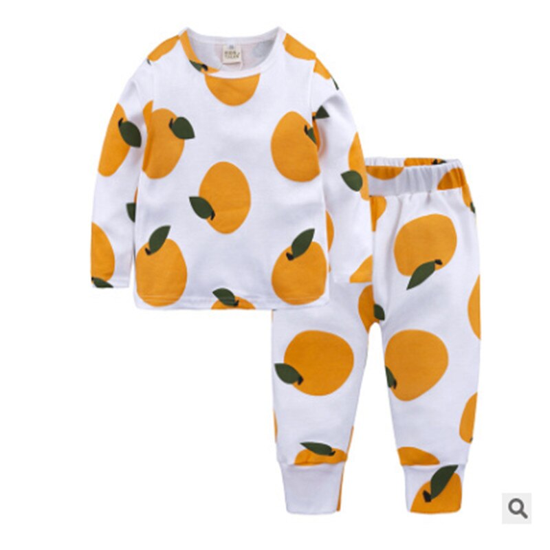 Autumn Toddler Baby 2 Piece Pajama Sets Cute Fruit Printed Sleepwear Long Sleeve + Long Pants Homewear Clothes