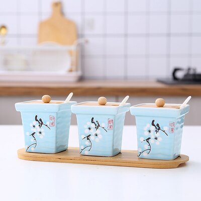 NEWYEARNEW Ceramic Spice Storage Bottles Jars Kitchen Tools Set Japanese-Style Combination Herb Home Wedding: d