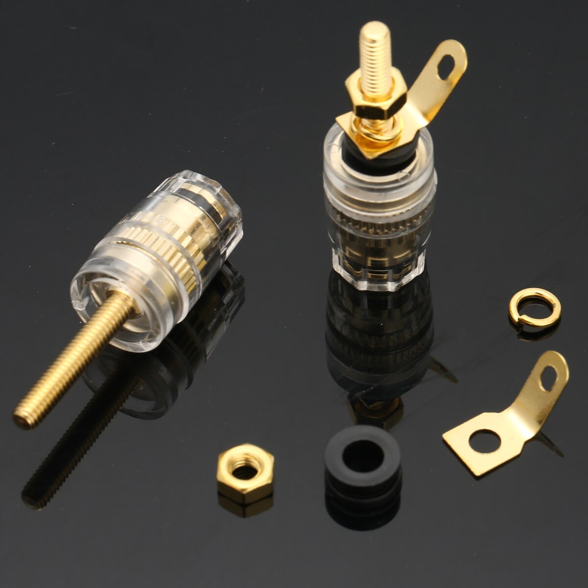 8pcs/lot 42mm Gold Plated Speaker Terminal Binding Post Amplifier Connector Suitable for 4mm Banana Plug