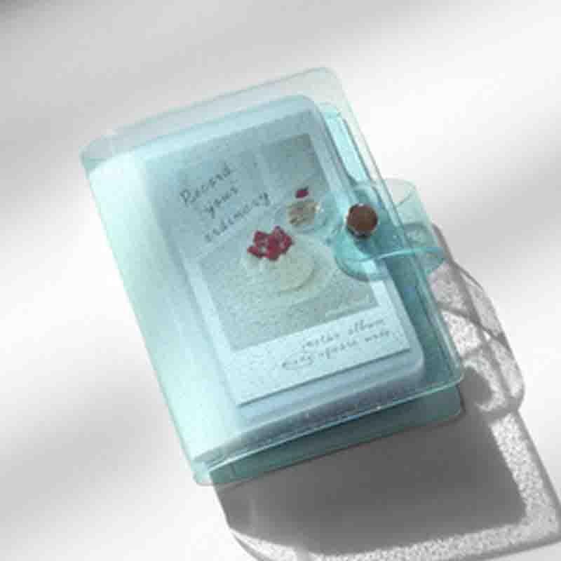 Jelly Kleur Fotoalbum Voor Mini Card Photo Sticker Album Mini Fotoalbum Foto Album Roze Transparant Glitter Kaarthouder tas: Blauw